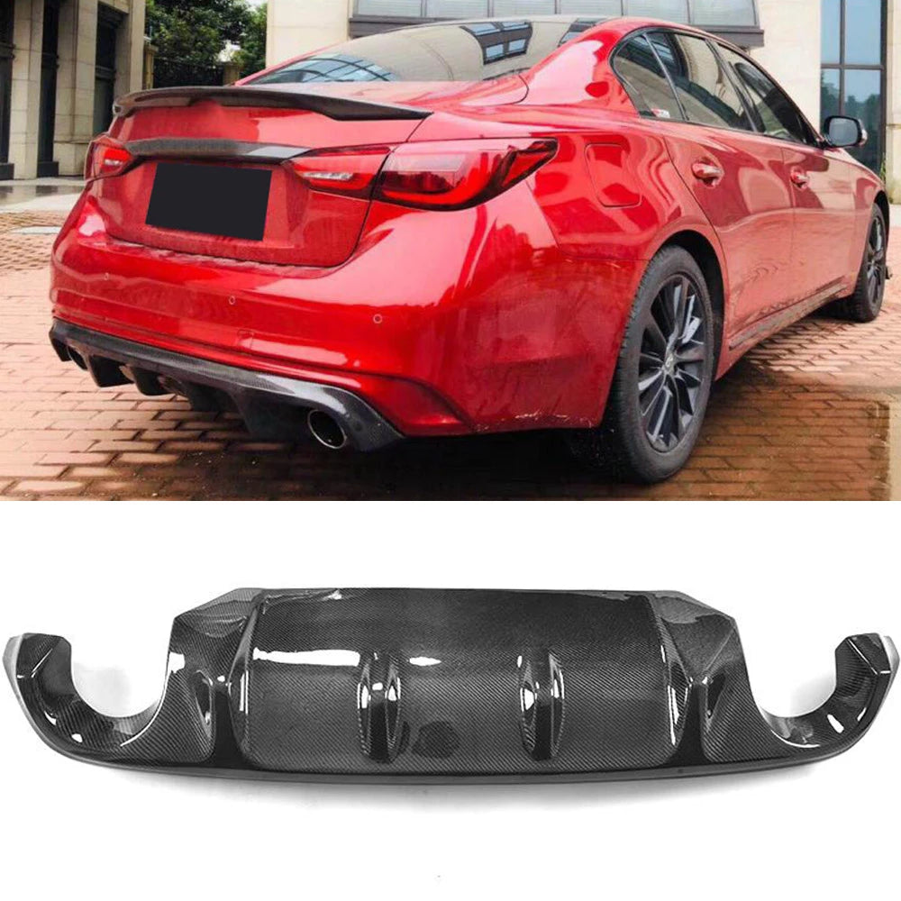 Infiniti Q50 2014-2017 Rear Bumper Lower Diffuser Lip Carbon Fiber