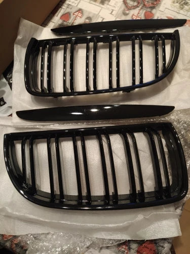 E90 Grille Kidney Grill Gloss Black Dual Slat Double Line 2006-2008