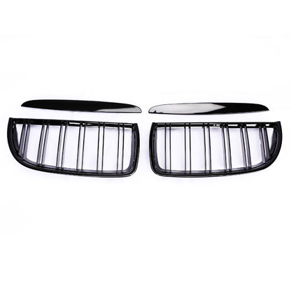 E90 Grille Kidney Grill Gloss Black Dual Slat Double Line 2006-2008
