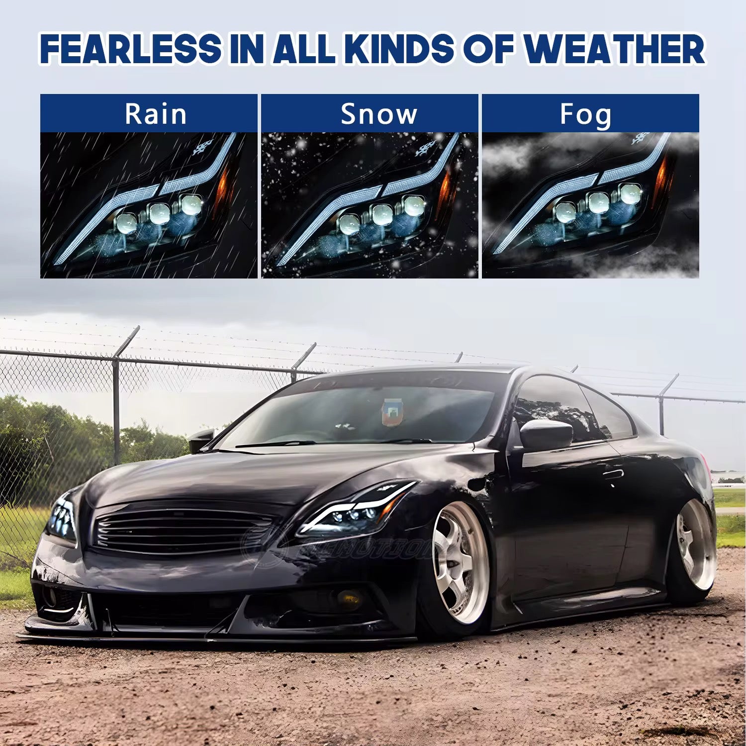 2008-2015 Infiniti G37/Q60 Coupe Projector Headlights LED Front Lamps